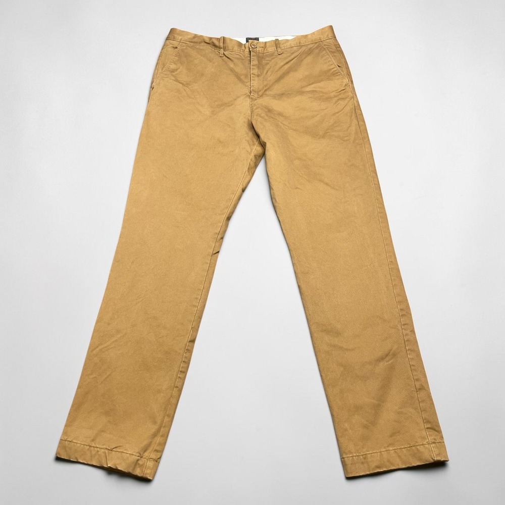 J.Crew 770 Straight Flannel Lined Chino Pants Mens 34x32 British Khaki Tan